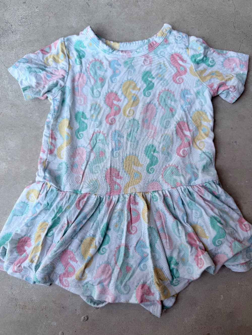 Toddler Seahorse Twirl Skirted Bodysuit Romper Dress